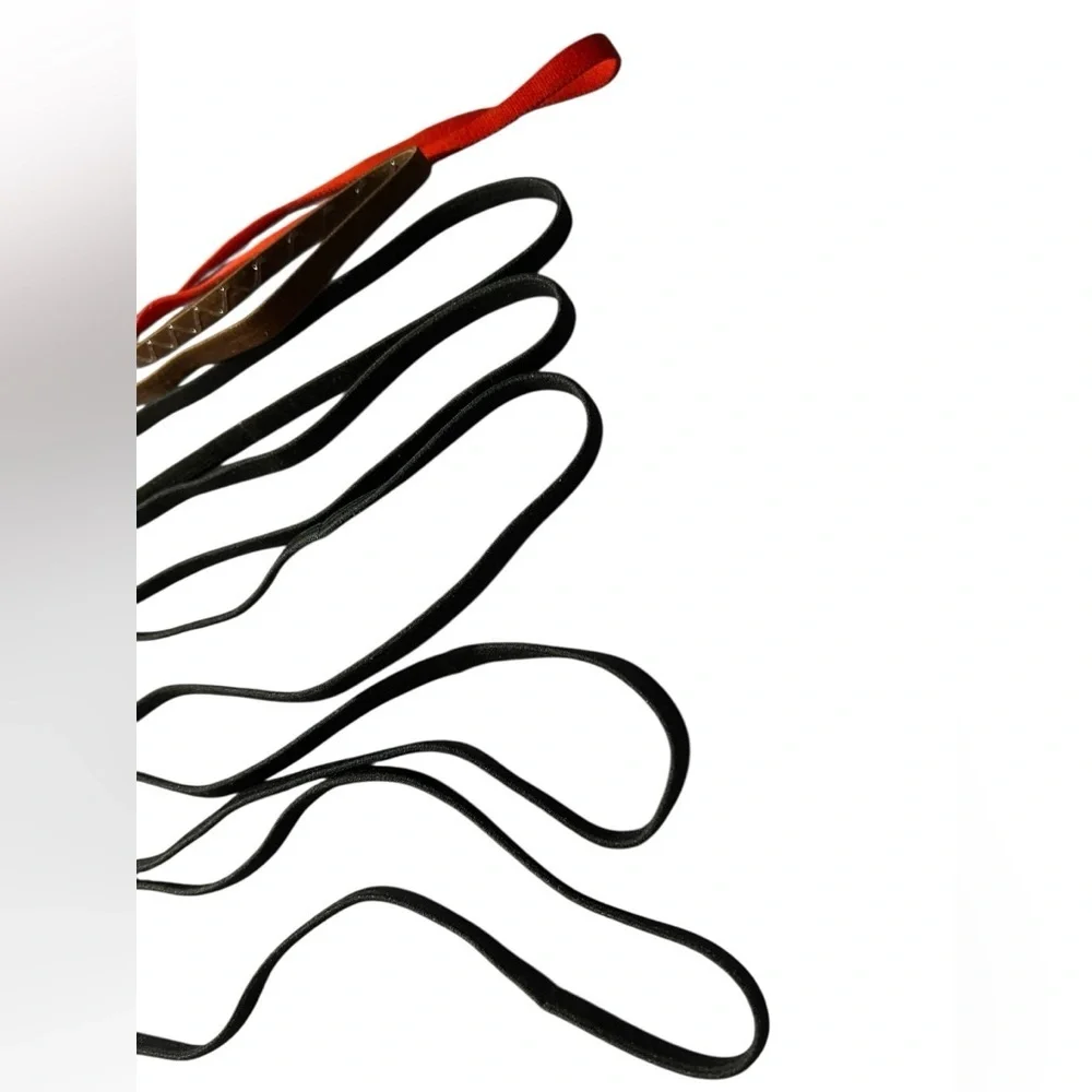 Set of 7 Elastic Headbands in Red, Brown, and Black (5)